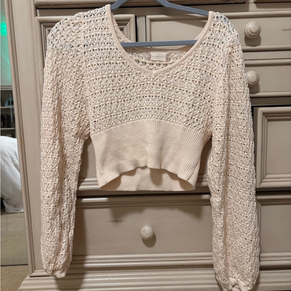 Altar'd State Cream Knit Sweater